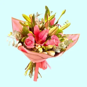 Cariño ramo de lilis rosas y astromelias